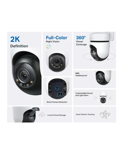 Caméra de Surveillance Extérieure 360° 2K - Tapo C510W